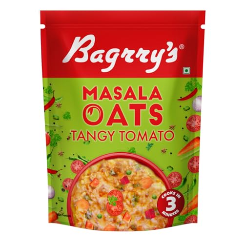 Image of Bagrry's Masala Oats- Tangy Tomato 500g | Source of Protein & Fibre | Helps Manage Weight | Everyday Tasty Snack | All Natural | Instant Oats | Non- GMO | Made With 100% Whole Grain Oats | No Preservatives