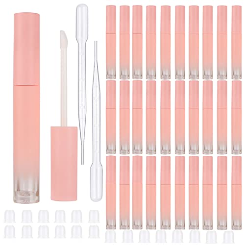 COSIDEA 30 pcs Empty 3ml gradient pink Lip Gloss Tubes with Wand round Lipgloss tube Containers packing Bulk Wholesale