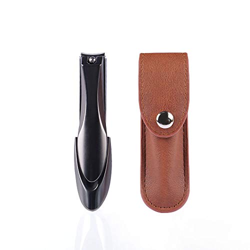 Nail Clippers Set- Sharp Cutting Edges for Thick Nails - No Splash Nail Clippers with Nail File, Bionics Design Fingernail&Toenail Clippers Set for Men and Women, (Small and Big) (Black 1pcs)