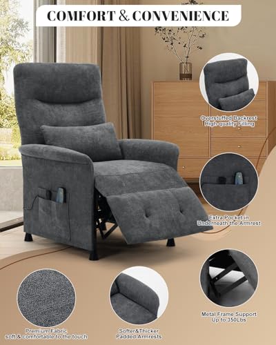 Sillón reclinable eléctrico gris para adultos miniatura 5