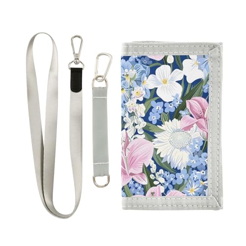 ALAZA Kids Wallets for Boys Girls Toddler Trifold Wallet Children Small Lisianthus Flowers with Zipper Coin Pocket