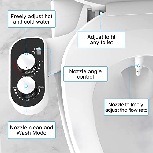 Bidet Attachment For Toilet Warm Water, Ultra-Slim Bidet Attachment Hot And Cold, Non-Electric Adjustable Pressure Self Cleaning Sprayer Nozzle Control, For Posterior, Feminine Wash, Easy To Install #TOP5