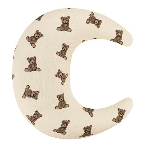 Image of SWESEN Muslin Nursing Pillow Cover, Soft Removable Cover for Breastfeeding Pillows, Pillow Slipcover for Baby Boys and Girls, Comfortable & Breathable, Bear, Washable (Only Cover)