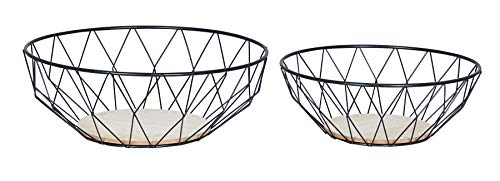levandeo Set di 2 cestini in metallo nero moderno in legno MDF marrone ciotola design decorativo