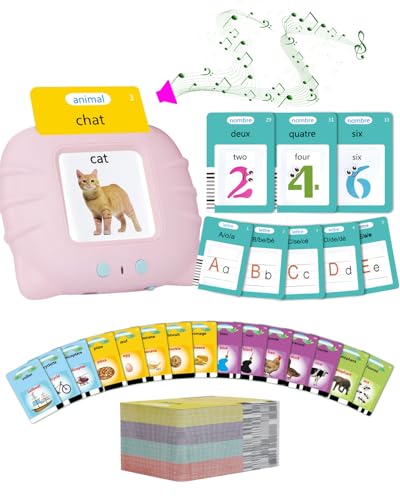 Cartes Flash Parlantes Français + Anglais(510 Mots Rose) - Jouet Éducatif Montessori 1-6 Ans - Jeu d'Éveil Langage sans Écran - Machine à Lire Bébé...