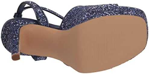 GUESS Women's TABYEP Heeled Sandal, Blue Glitter 421, 7.5 | Image 3
