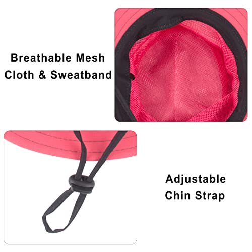 Mukeyo Toddle Child Kids Girl Summer Sun Hat Wide Brim Uv Protection Hats Foldable Ponytail Bucket Cap For Beach Fishing Watermelon Red #TOP4