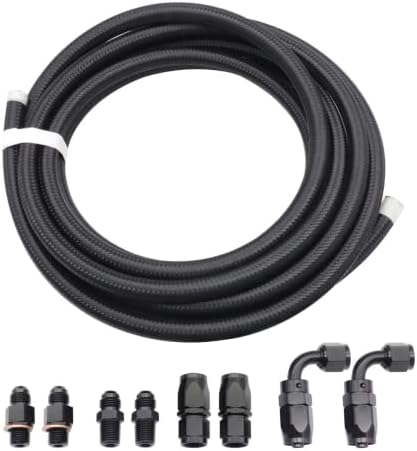 NLQR 4L60E 4L65E Automatic Transmission Cooler Line Kit Black -6 an Steel Braided