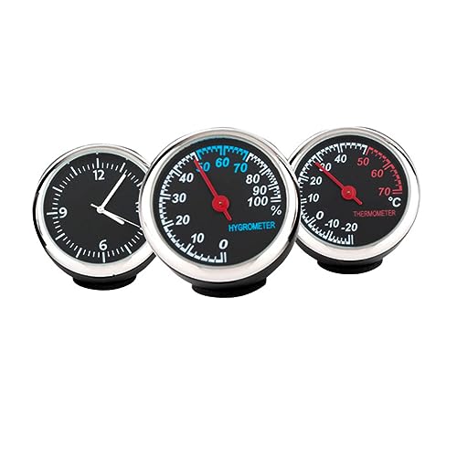 iplusmile 3 Pecas Relógio Luminoso Medidor Umidade Higrômetro Mecânico Carro