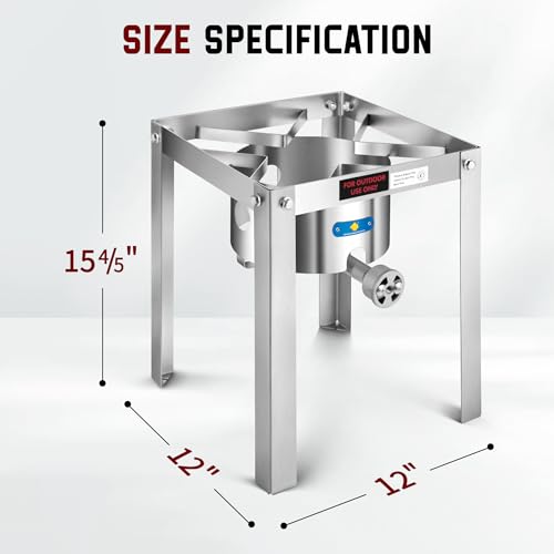 ARC Propane Burner 55,000BTU Stainless Steel Gas Camping Stove for Outdoor Cooking Camping, Turkey Fry, Crawfish Boil, Homebrewing