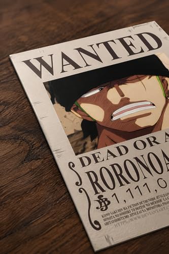 Image of Bond Verse Zoro Wanted Poster A3 size (29.7 x 42 cm) Size Wall Poster | Anime Inspired Vintage Bounty Design | 350 GSM Premium Matte Mount Board | Room Decor Poster for Bedroom, Gaming Setup & Office | Unframed