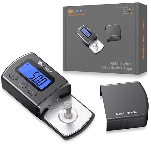 Neoteck Balance de Précision 0-5g pour Platine Vinyle – Précision 0.01g Pèse-Cellule Numérique Non Magnétique avec Poids de Calibration et Écran LCD...
