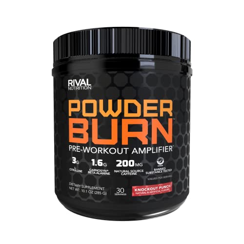 Image of RIVAL NUTRITION Powder Burn Pre-Workout Energy Powder for Men and Women I 3g L-Citrulline, 1.6g Beta-Alanine, 625mg Electrolytes, 200mg Natural Caffeine Per Serving I 30 Servings (Knockout Punch)