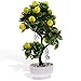 GANAZONO Artificial Lemon Tree Potted Mini Faux Fruit Lemon Tree Bonsai with Vase Potted Plants Artificial Fruit for Home Table Decor