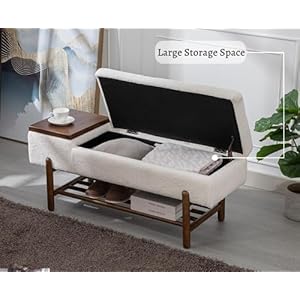 EALSON Modern Storage Bench for Bedroom End of Bed Sherpa Upholstered Ottoman Bench with Storage and Wood Shoe Rack Farmhouse Long Seating Bench for Entryway/Hallway/Closet, Beige EALSON Modern Storage Bench for Bedroom End of Bed Sherpa Upholstered Ottoman Bench with Storage and Wood Shoe Rack Farmhouse Long Seating Bench for EntrywayHallwayCloset Beige