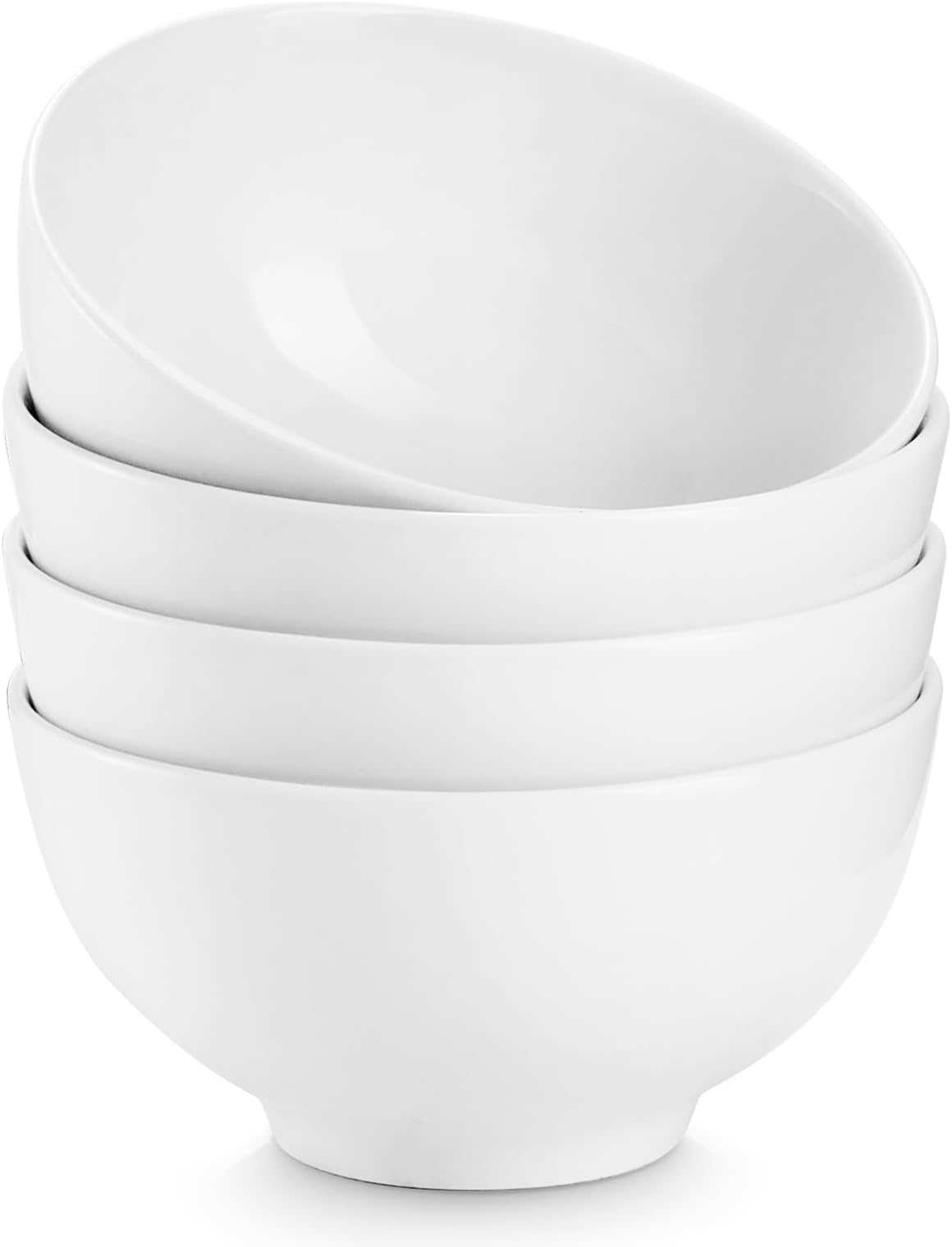 DOWAN 10 OZ Small Dessert Bowls - 4.5" Ceramic Bowls Set of 4 for Side Dishes- White Bowls for Ice Cream, Fruit, Rice, Oatmeal - Dishwasher & Microwave Safe