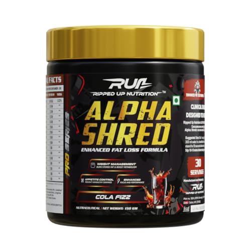 Image of Ripped Up Nutrition Alpha Shred Fat Burner - 150g, Cola Fizz | With Carbliss for Blocking Carbs by 40-60% | Weight Management & Metabolism Booster | Enriched with Garcinia Cambogia, Coffee Bean Extra, Caffeine