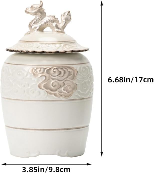 Ceramic Tea Jar Dragon Shape Storage Can with Lids Loose Tea Canister Spice Holder Jewlry Food Storage Jar for Home Kitchen Cosmetic Makeup