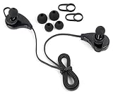 DURAGADGET Wireless Black Earphones w/Mic & Adjustable Ear-Buds - Compatible wit...