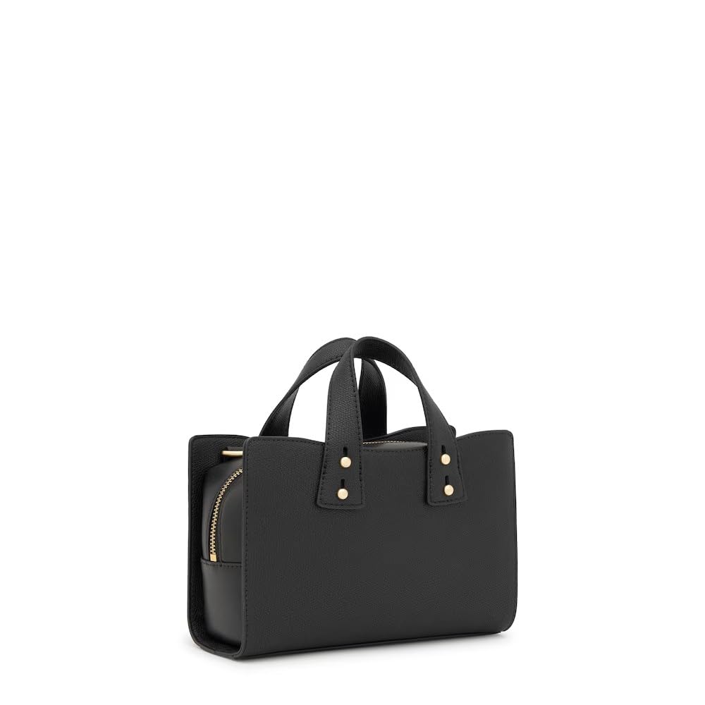 TOUS Bolso de Mano Negro con Asa, Diseño con Bolsillos Frontales y Correa Ajustable