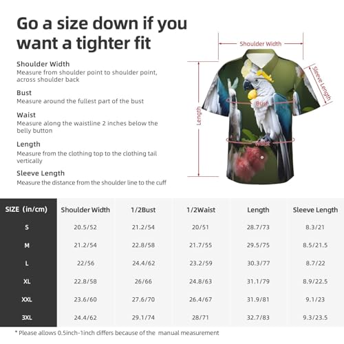 Chemise hawaïenne imprimé cacatoès et fleur coupe décontractée