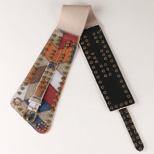 Retro Ball Pattern Waist Seal For Women's Decoration Waist Tightening Elastic Elastic Wide Belt4