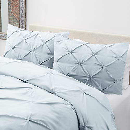 Image of Nestl King Comforter Set Pinch Pleat Comforter, Bedding Comforter Sets, Comforter Set for King Bed, Pintuck Comforter Set King /Cal King Size, Down Comforter with 2 Pillow Shams, 3-Piece - Ice Blue