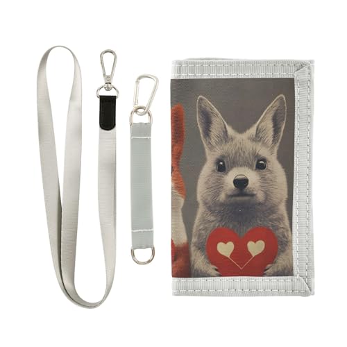 FOLIOSA Kids Wallet for Boys Girls Little Animal Valentines Print Youth Wallet with Zipper Pocket Card Holders, Novelty Wallet 4.9×2.9 in