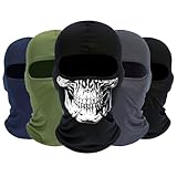 ROXUN Balaclava Ski Mask, 5 Pack Neck Gaiter Motorcycle Scarf Summer Cooling UV Protector for Men/Women Black+Skull+Navy Blue+Army Green+Dark Gray