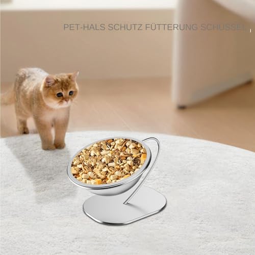Bol pour chat surélevé en acier inoxydable avec base stable inclinable - 4