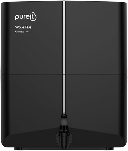 Wave Plus Mineral RO+UV | 6 stage Purification | 7 Litres Capacity | Up to 45% Water Saving | Suitable for Borewell, Tanker & Muncipal Water | Wall Mountable | Black