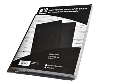 BNC Letter Size Linen Texture Presentation Paper Covers, Black Color with Round Corner, Pack of 100 - Thumbnail 2