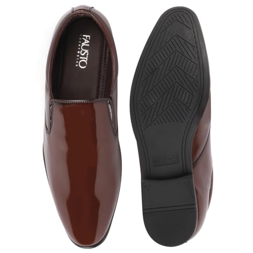 Image of FAUSTO Men Leather Formal Pull-On Shoes