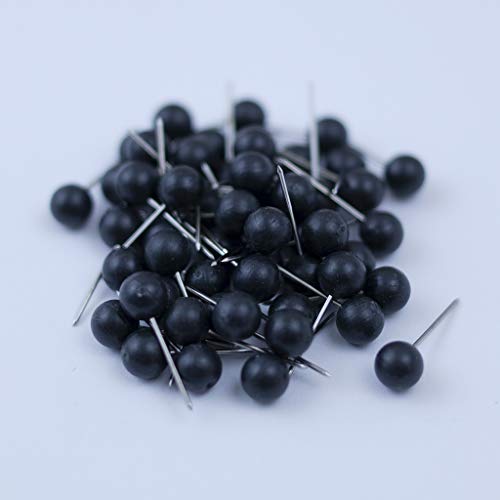 Image of Push Pin Tacks for Photo Wall, Whiteboard, Cork Board, Map, Bulletin Board, Office or Home | 5 mm Head, 11 mm Point | Designed in The USA | Black, Pack of 50