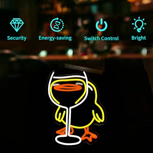 Image of Neon Sign, HSJNJKFU Duck Neon Signs for Wall Decor LED Neon Light for Room Party Decor Beer Bar Signs for Man Cave - LED Neon USB Powered