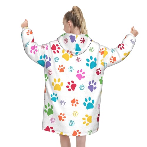 Sweat à capuche couverture flanelle anti-froid avec manches et poches - 3