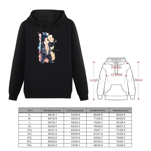 Black Bear Unisex Casual Hoodies Long Sleeve Lightweight Pullover Tops Loose Sweatshirt with Pocket2