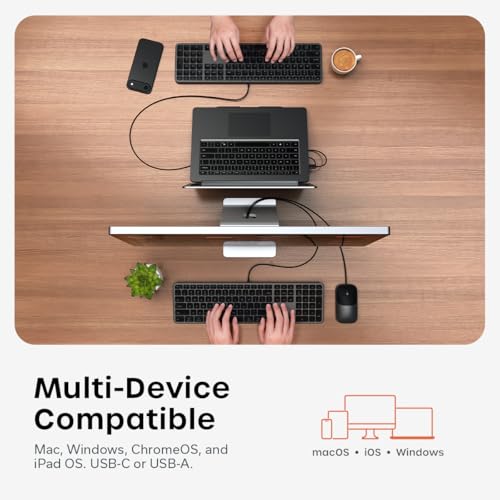 Image of Satechi Slim CLX3 Wired Keyboard & Mouse Combo, USB-C, Space Black | Cross-platform compatibility, built for desktop workstations