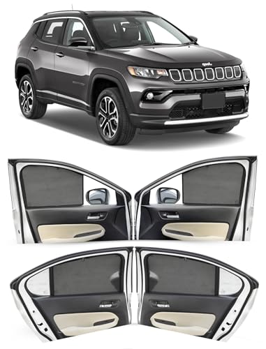 Image of Autofact Car Sunshades for Jeep Compass, UV Protection, Useful Car Accessories, Custom fit Sun Shades for Side Windows, Set of 4