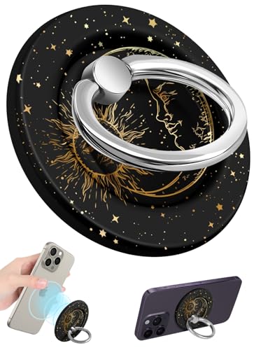 SurgeCraft Phone Ring Holder Compatible with MagSafe - Magnetic Phone Grip for Women Girls Cute Sun Moon Stars Adjustable Finger Ring Grip Stand Accessories for iPhone 16 15 14 13 Pro Max/Pro/Plus