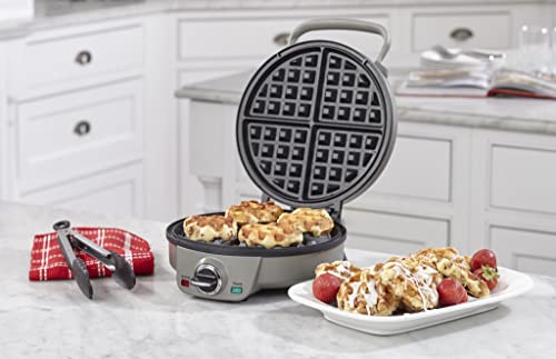 Mini Belgian Waffle Maker By Cuisinart, Round Mini Waffle Iron, Silver #TOP4