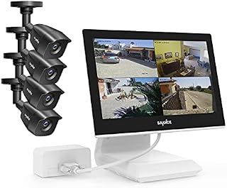 SANNCE 4CH 1080N Home Security Camera System 4x 2.0MP Outdoor Surveillance CCTV Camera, Hybrid HVR/NVR/DVR With 10.1-inch LCD Screen Monitor, P2P, Email & APP Alerts, NO Hard Drive