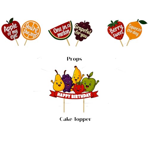Image of Just Party Fruits Theme Party Decoration - 99 pcs Happy Birthday Decoration Kit for Kids | Fruits Theme Birthday Decoration Items for Boys & Girls |Includes Balloons, Cake Topper, Props, Theme Banners