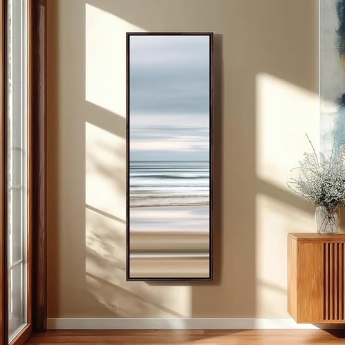 Toile haute et étroite floue océan - Solution déco pour mur étroit bleu