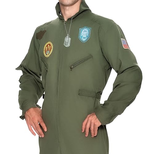 Spooktacular Creations Men's Fighter Pilot Jumpsuit Costume with Accessory - image 5