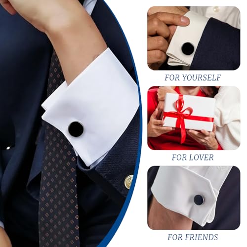 Mancuernillas para hombre, accesorios metálicos premium para camisas formales miniatura 3