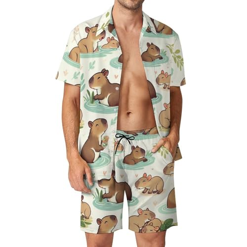 Ensemble 2 pièces homme capybara mignon l'esprit joyeux des vacances au soleil