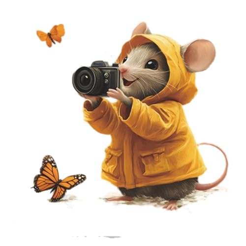 Vinilo Decorativo Ratón Fotógrafo con Mariposas