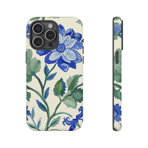 Coque iPhone 15 Pro Max Motif Floral Bleu pour un Style Élégant au Quotidien