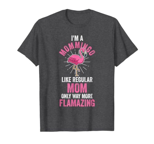 I'm a mommingo Like Regular mom Flamingo T-Shirt, Men, Dark Heather Grey, Large